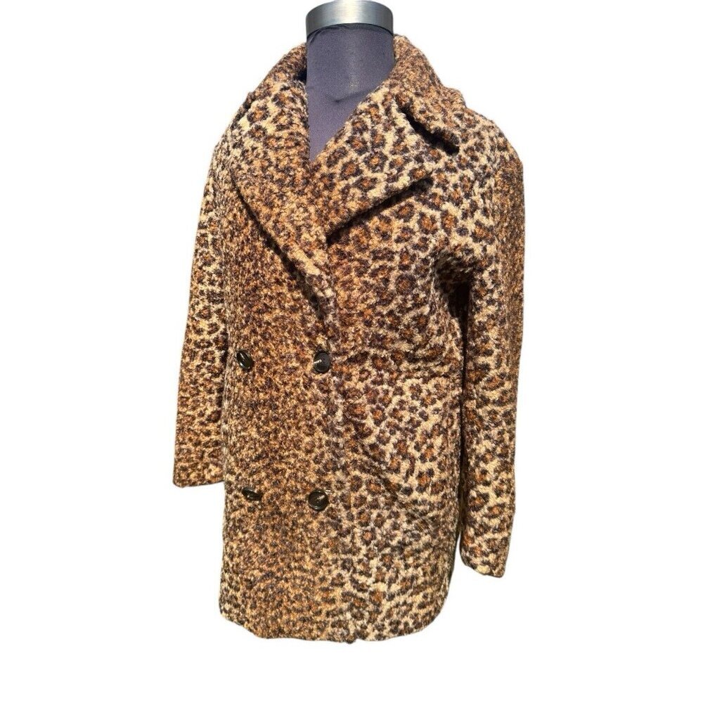 Bernardo Women Faux Fur Coat,‎ Animal Print Double Breasted w Collar Size M - Picture 2 of 8